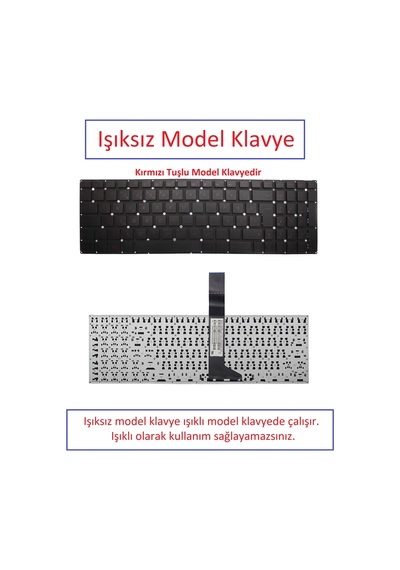 Kırmızı Tuş - Işıksız, Notebook Klavye - Asus X552md, X552mj, X552v, X552va Muadili İle Uyumlu