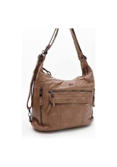 571 Collections Suni Deri Yumuşak Dokumalı Sırt Omuz Çantası Vizon Model: 571-11-13b - Vizon