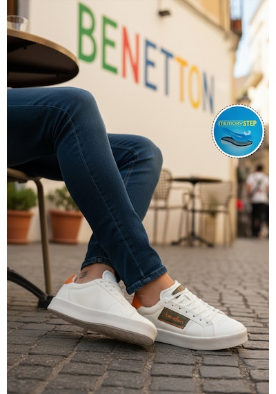 United Colors Of Benetton Beyaz Bağcıklı Cilt Erkek Spor Ayakkabı Bnı-12113 M