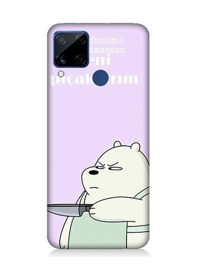 Realme C15 Uyumlu Telefonumu Bırak Panda Desenli Silikon Kılıf