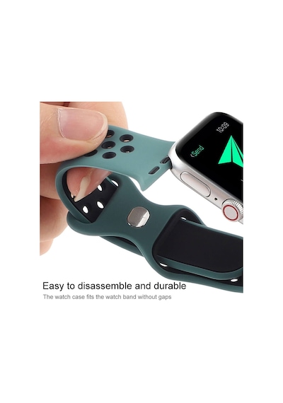 Wozlo Apple Uyumlu  Watch 1, 2, 3, 4, 5, 6, 7, 8, Se Nike Serisi Kordon S-m 42/44/45mm - Beyaz Siyah