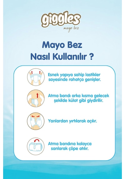 Giggles Külotlu Mayo Bebek Bezi Sıvı Geçirmez 4-5 Numara 9-15 Kg 1 Paket 11 Adet 4 - 5 Numara