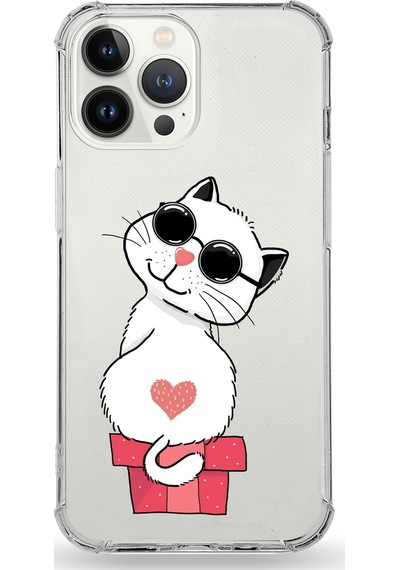 Apple Uyumlu iPhone 13 Pro  Darbe Emici Antişok Kapak Coolcat Tasarımlı Şeffaf Silikon Kılıf