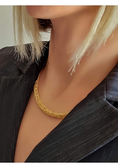 Zırh Örgü Model Çelik Zincir Dokuma Altın Kaplama Kolye Bileklik Set