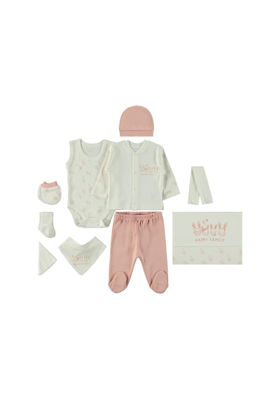 Bebbek Happy Famıly Zıbın Setleri - Ekru Ekru - Pembe