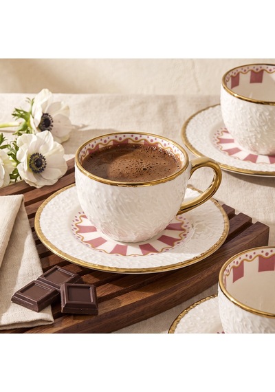 Aryıldız Ayda Double 12 Parça 6 Kişilik Kahve Fincan Takımı 100 Ml Çok Renkli