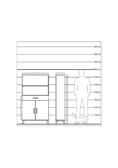 Arges Dolap 3 Raflı Tek Çekmeceli 2 Kapaklı 88x30x163 Antrasit-aytaşı Antrasit