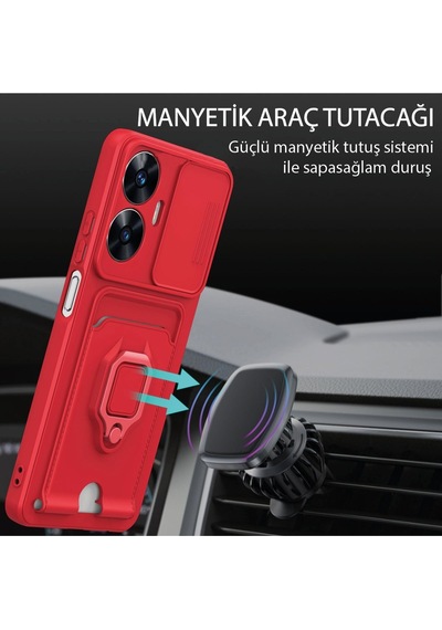 Realme C55 Kılıf Zuma Kamera Sürgülü Kartvizitli İpli Silikon Kılıf