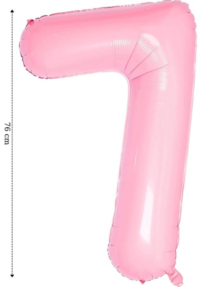 Folyo Balon 7 Rakamı Helyum Balon Pembe Renk Çok Renkli