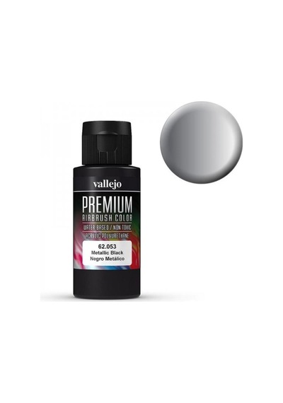 Vallejo 62053 60 Ml. Metallic Black, Pearl&metallics, Premium Rc Color Serisi Model Boyası Renkli