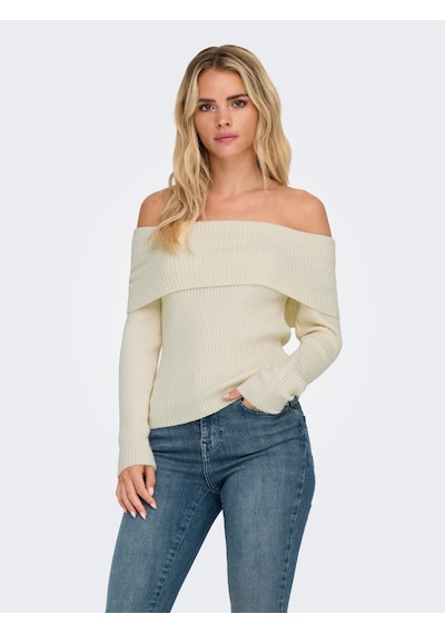 Only Onlkatia Life Ls Off Shoulder Kadın Kazak 15311830 Krem