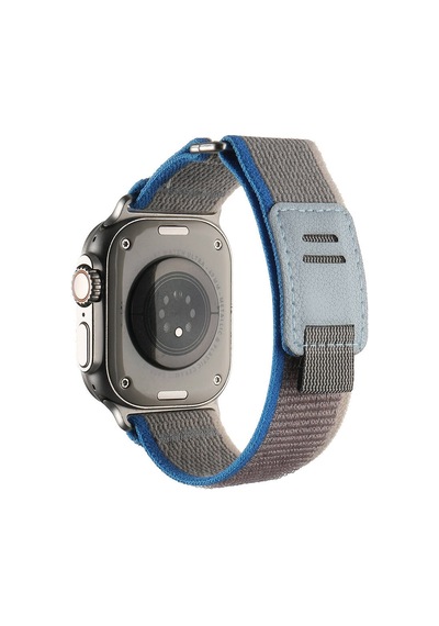 Apple Uyumlu Watch Ultra 49mm Hasır Kordon Zore Krd-106 Strap Kayış-gri-mavi