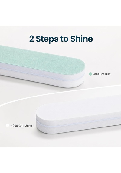 Super Quick Shine 2 Yönlü Tampon, Yeşil 400/beyaz 4000 Grit, Çift Taraflı Manikür Ve Pedikür Tırnak Tamponu, 8,89 Cm U X 190,54 Cm G, 25 Adet