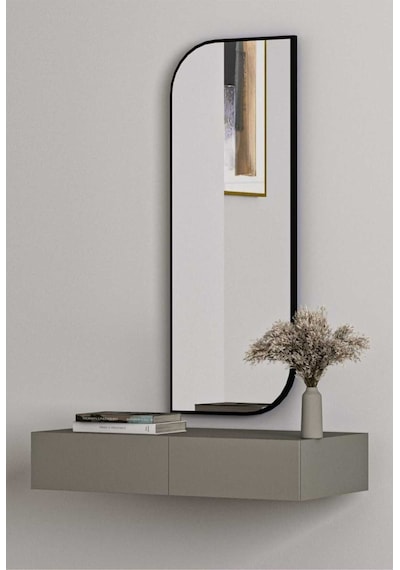 Nice Boy Aynası 120x40 Konsol Aynası, Dresuar Aynası, Asimetrik Ayna 120 X 40 Siyah