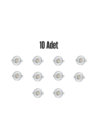 Ct-6600 Gardenya Cam Spot Ampülsüz Led Efekli 10 Adet - 3 W Led Çerçeveli Beyaz