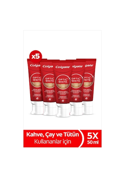 Colgate Optıc Whıte Kahve, Çay Ve Tütün Kullananlar İçin Diş Macunu 50ml X5 Adet