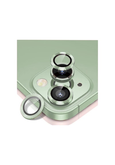 Apple Uyumlu iPhone 15 / 15 Plus Alüminyum Seri Kamera Lens Koruyucu Yeşil Yeşil