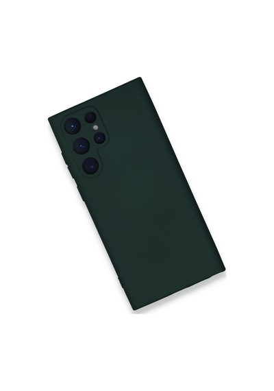 Samsung Galaxy Uyumlu   S23 Ultra Kılıf Nano İçi Kadife Silikon - Koyu Yeşil