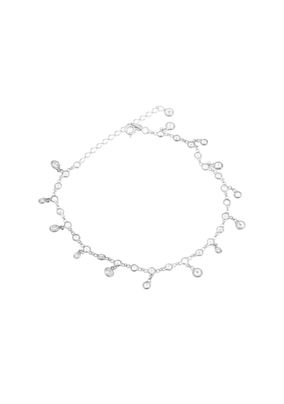 Brezza Lusso Jewelry Sallantılı Full Taşlı Su Yolu Gümüş Kadın Ayak Halhal Gümüş
