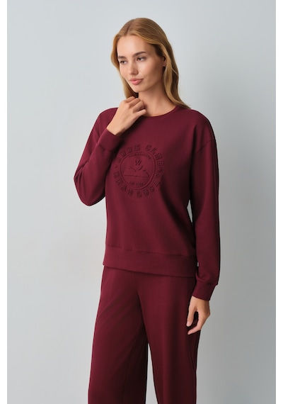 Suwen New Chapter Back To College Campus Pijama Üstü Wsh12510051020 Bordo
