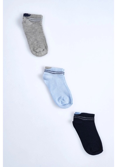 Cocole Socks Erkek Bebek Patik Çorabı 3 Lü Set Pamuklu Bilek Detaylı Sade Desenli Çok Renkli