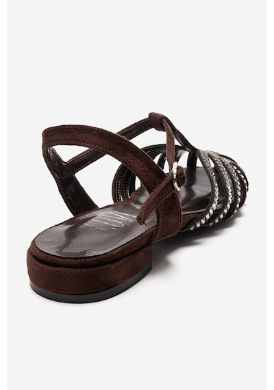 Luvishoes Lavına Kahverengi Süet Taşlı Kadın Sandalet