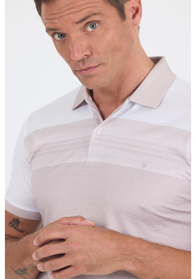 Kısa Kol Baskılı Pike Polo Yaka Cepsiz Slim Fit Tişört 1011250166 Bej