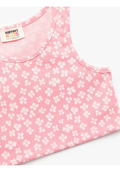 Koton Bisiklet Yaka Kolsuz Çiçek Desenli Crop Atlet Pembe Desenli 5skg30125ak Pembe Desenli