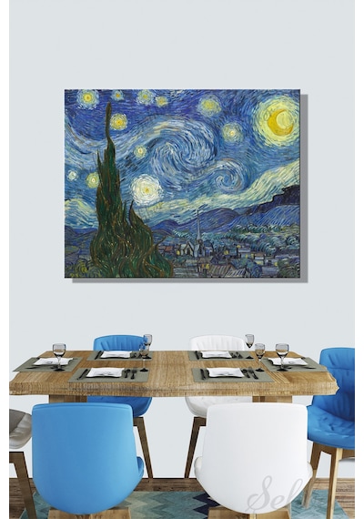 Duvar Tablosu Yatay Kanvas Tekli Salon Mutfak Yatak Odası Ofis Vincent Van Gogh The Starry Night