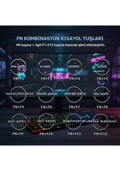 Shopytech Rgb Aydınlatmalı 104 Tuş Gaming Klavye Usb 2.0 Mekanik Tuş Hissi Fn Kısayolları
