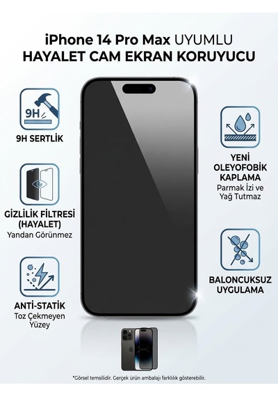 Iphone 14 Pro Max Uyumlu Ekran Koruyucu Hayalet Cam
