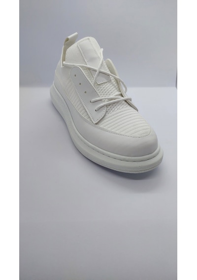 Tarzbu Kuback Rahat Taban Beyaz Triko Ayakkabı Yüksek Taban Sneaker Beyaz