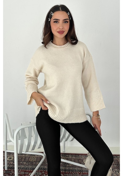 Noa & Noa Kadın Oversize Triko Kazak Rahat & Şehirli Stil Ekru
