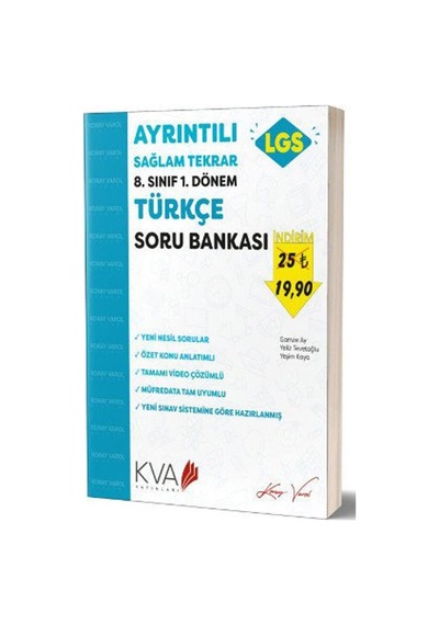 8. Sınıf 1. Dönem Türkçe Soru Bankası Ayrıntılı Sağlam Tekrar- KVA Yayınları