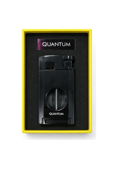 Quantum Çift Torch Pürmüz Siyah V Kesicili Metal Puro Çakmağı Tr9981