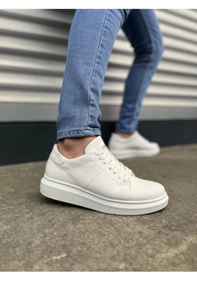 Jy151 Boost Bağcıklı Cilt Erkek Günlük Sneaker Ayakkabı Cbt - Beyaz Beyaz