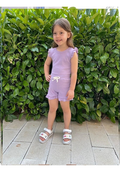 My Kids Wear Fırfırlı Kız Çocuk Şort Takım Çok Renkli My Kids Wear Fırfırlı Kız Çocuk Şort Takım Çok Renkli