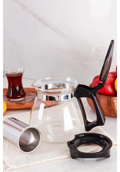 Orret Home Isıya Dayanıklı Borosilikat Cam Demlik, Kendinden Süzgeçli, Şık Tasarım 900 Ml Sku: Smg8690010523389