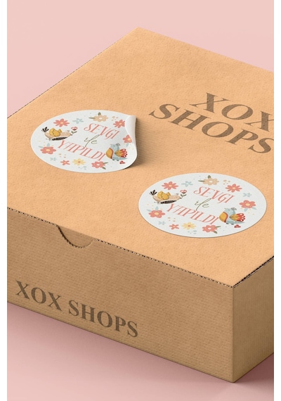 Sevgi İle Yapıldı Kuşlu Sticker 3x3cm St2289 Çok Renkli