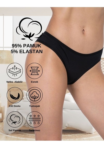 Alya Underwear Kadın Brazilian Külot 3 Adet Beyaz Siyah