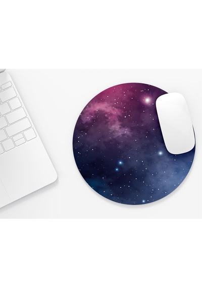 Uzay Galaksy Desenli - Yuvarlak Mouse Pad 20 Cm