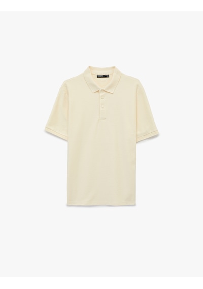 Koton Regular Fit Kısa Kollu Düğmeli Polo Yaka Tişört Ekru 6sam10283mk