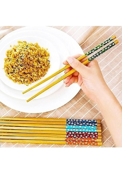 10 Parça Bambu Chopstick, 5 Çift Japon Çin Kore Tipi Asya Yemek Çubuğu Seti, Çin Çubuğu Çok Renkli