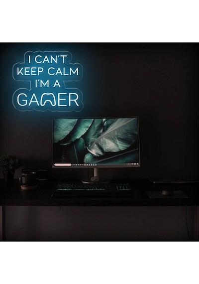 I Can't Keep Calm I'm A Gamer Yazılı Neon Tabela Turkuaz