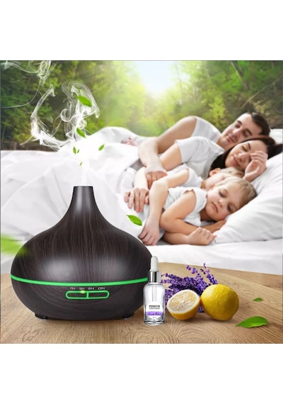 Robeve 550 ml Otomatik Hava Nemlendirici Buhar Makinesi Oda Nemlendirici Aroma Difüzör - Koyu Kahvereng'