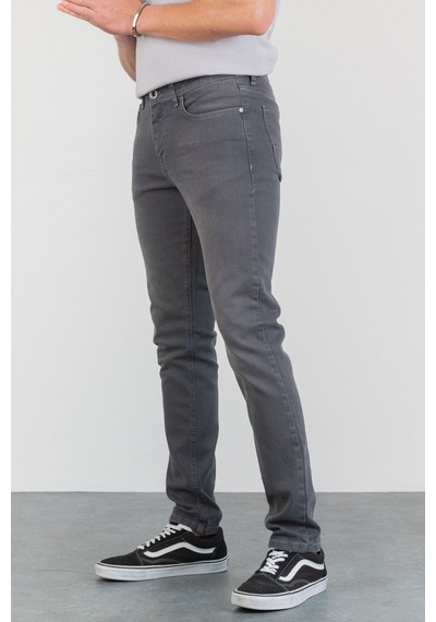 HLT Jeans Erkek Koyu Gri Taşlamalı Slim Fit Likralı Jean Kot Pantolon Jack