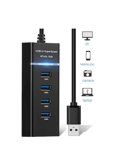 Süper Hızlı Usb 3.0 Port Çoğaltıcı Usb Hub Uyumlu Giriş Çoğaltıcı Aparat 1 Girişi 4 Girişe Çevirir