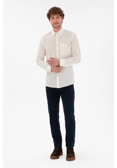 U.S. Polo Assn. Erkek Krem Regular Fit Cepli Gömlek 50296606-VR071
