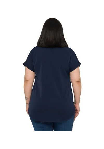 Disentis Büyük Beden Tek Cepli Kısa Duble Kollu Lacivert Gömlek Lacivert