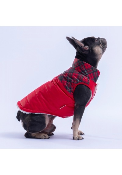 Kırmızı Plaid Ekose Desen Yelek Köpek Yeleği Köpek Kıyafeti Köpek Yağmurluk